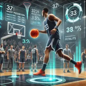 AR real-time stats in a live basketball game