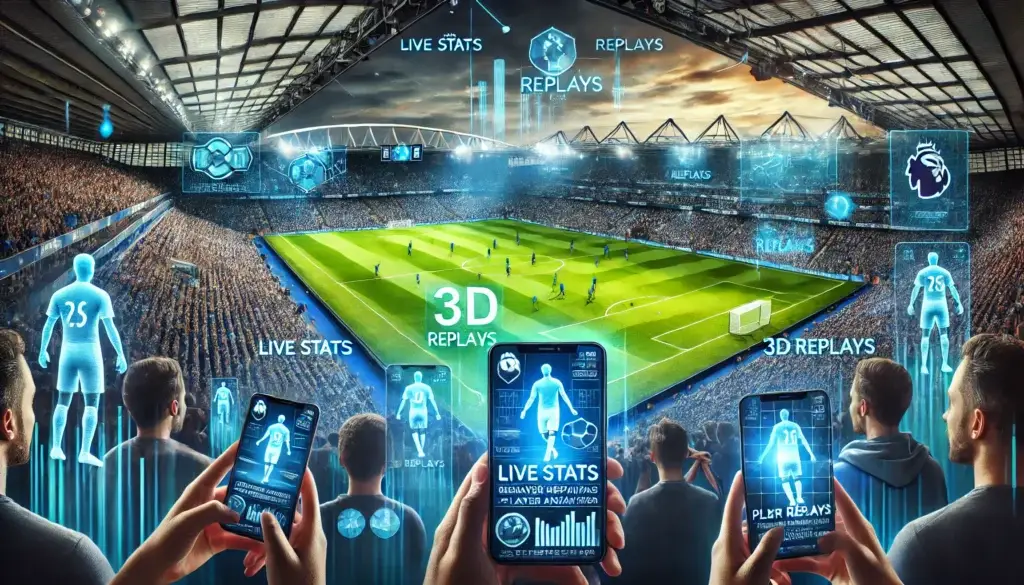 Augmented Reality overlay in a premier league sports game.